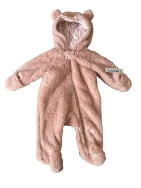 Carter's Plush Pink Bear Hooded Footie Size: 3m One-Piece